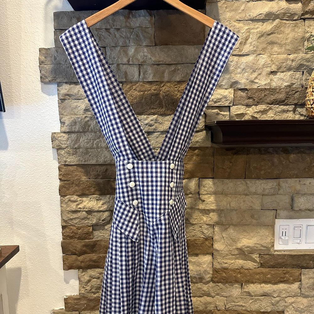 Pleated Blue Gingham Romper